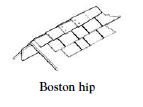 Boston hip, Boston ridge, shingle ridge finish